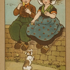Two children on a wall by Florence Hardy