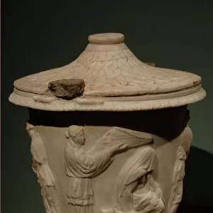 Cinerary urn with reliefs depicting Heracles (Hercules) begi