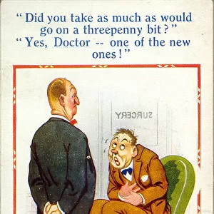 Comic postcard, Doctor and patient