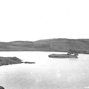 A Crannogue or island in the Lough, Fair Head, Ballycastle