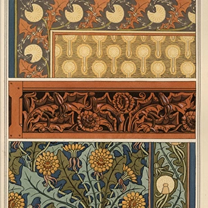 Dandelion in art nouveau patterns