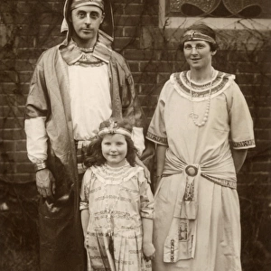 Family in ancient Egypt style fancy dress, 1920s