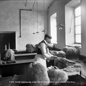 Fine Hand Hackling and Sorting Yarn in a Spinning Mill