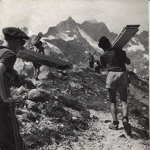 French scouts carrying planks of wood