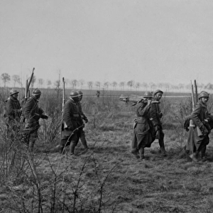 French troops moving up, Western Front, WW1