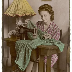 French Woman Sews / Singer