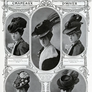 French woman wearing edwardain winter hats 1906