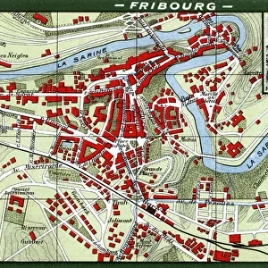 Fribourg, Switzerland - Map of the City Centre