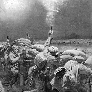 German soldiers firing flares, WW1