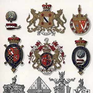 Heraldic crests, rings and brooches in enamel and gold
