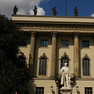 Humboldt University and statue of the German physicist Herma