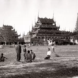 India Burma - monastery in Rangoon Yangon Myanmar