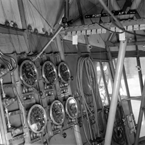 Inside the control car of the R101