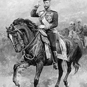 King George V saluting on horseback