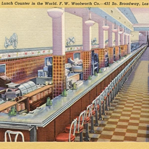 Longest lunch counter, F W Woolworth, Los Angeles, USA