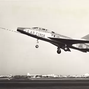 Maiden flight of the first North American F-100D Super Sabre