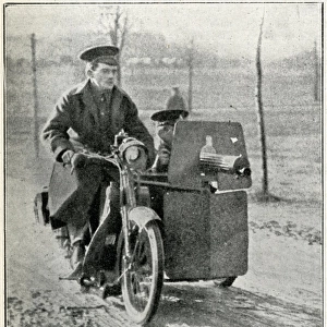 Motorcycle with sidecar and mounted machine-gun 1914