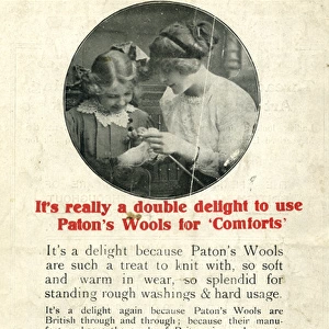 Patons Khaki knitting wools advertisement, WW1