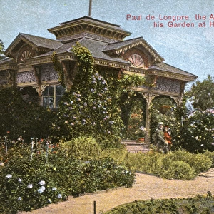 Paul de Longpre and his daughter in his garden