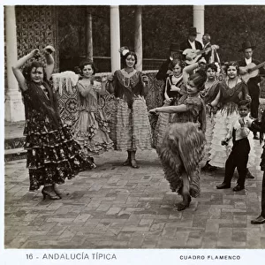 People dancing flamenco in the street, Seville, Spain