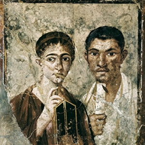 Portrait of Paquius Proculus. and his wife. Roman fresco