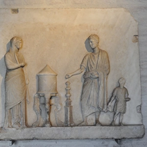 Relief depicting a sacrifice made by a couple. 1st century A