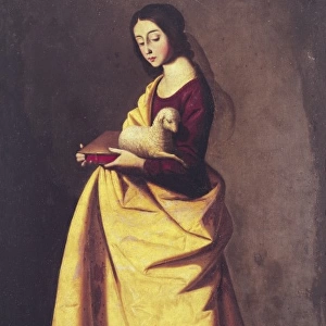 Saint Agnes. Painting from Zurbarans workshop