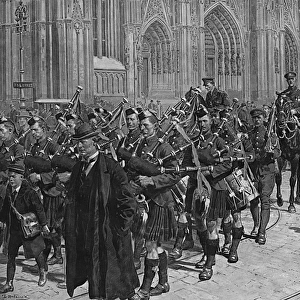 Scots Guards marching through Cologne, WW1