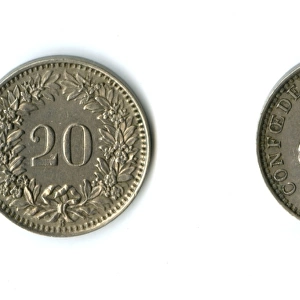 Swiss Confederation coin, 20 Rappen