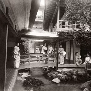Tea house and geishas, Japan, c. 1880 s