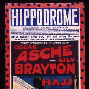 Theatre poster, Hippodrome, Oscar Asche, Lily Brayton