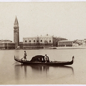 Venice, Italy - Covered Gondola with view of Doges Palace