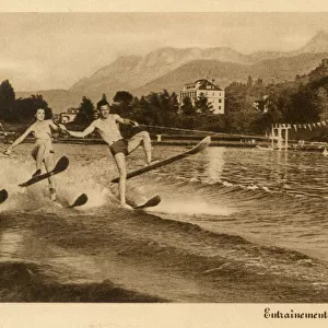 Waterskiing fun in Lake Geneva at Evian-les-Bains