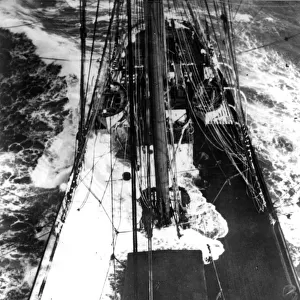 Whaling ship in rough seas