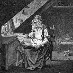 Woman reading in a French attic bedroom