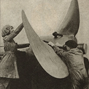 Women War Workers Fit Propellers