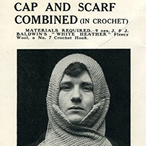 WW1 crocheted cap and scarf combined for soldiers