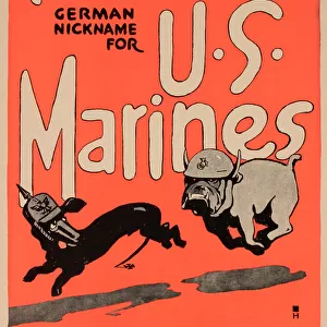 WW1 recruitment poster, Teufel Hunden, US Marines