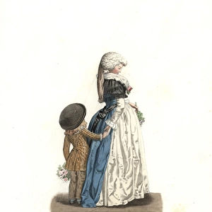 Young woman and small boy, France, 18th century