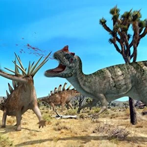 Ceratosaurus and Dacentrurus, artwork