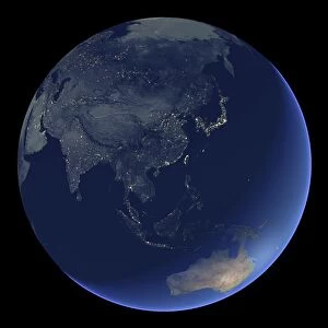 East Asia at night, satellite image