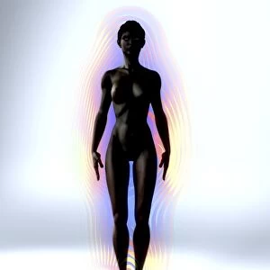Naked womans body with aura, artwork