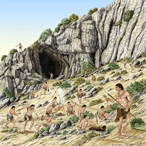 Palaeolithic human culture, artwork C016 / 8280