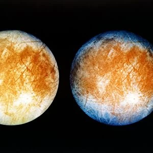 Two views of Europa from the Galileo spacecraft