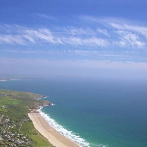 Aerial photo of Praa Sands, Cornwall, England, United Kingdom, Europe
