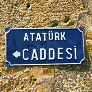 Ataturk Caddesi, street sign in Kars, north east Anatolia, Turkey, Asia Minor, Eurasia