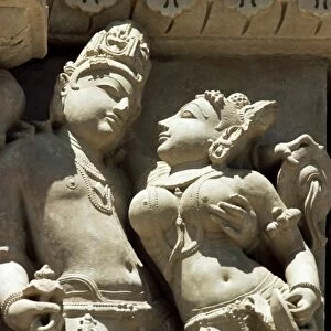 Detail of carving of a couple on the Parsvanatha Temple