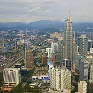 City and Petronas Towers, KLCC (Kuala Lumpur City Center), Kuala Lumpur, Malaysia, Southeast Asia, Asia