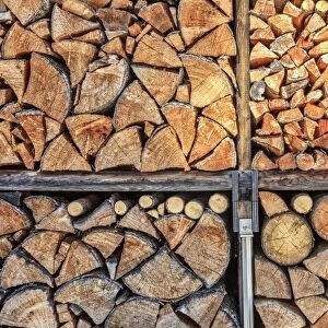 Close up details of firewood stack, Switzerland, Europe
