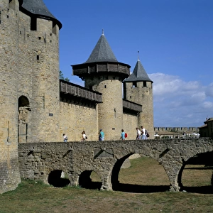 Inside the walls of the Cite, Carcassonne, UNESCO World Heritage Site, Aude
